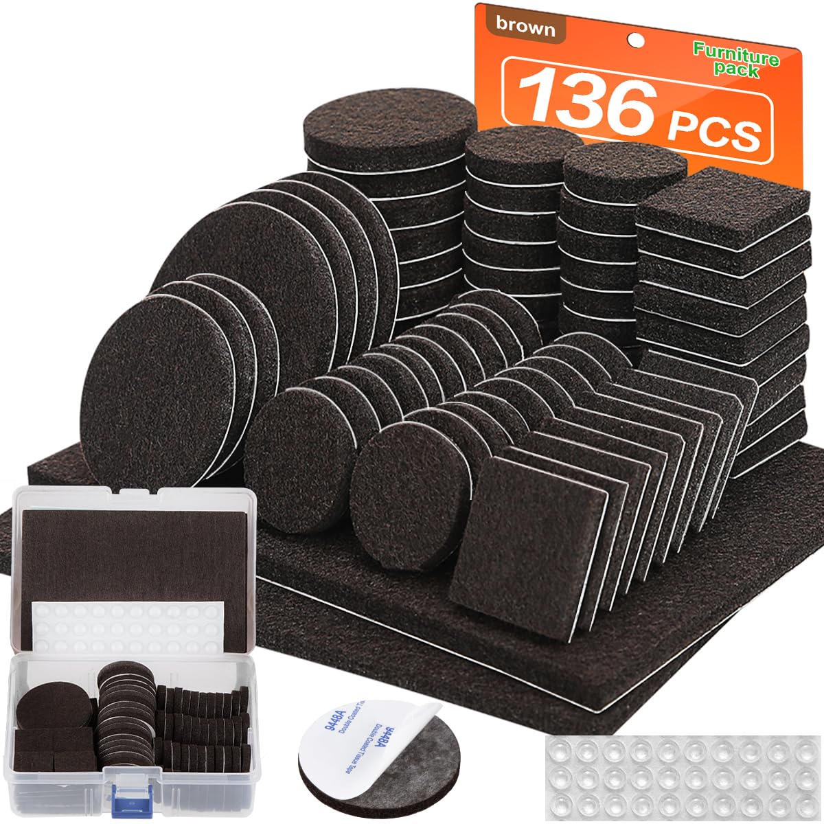 Photo 1 of ***(MISSING THE LARGE ONES)***Felt Furniture Pads 136 Pieces, Furniture Pads for Hardwood Floors, 5mm Thick Floor Protectors for Furniture Legs, Felt Pads for Furniture, Floor Savers for Furniture in a Case