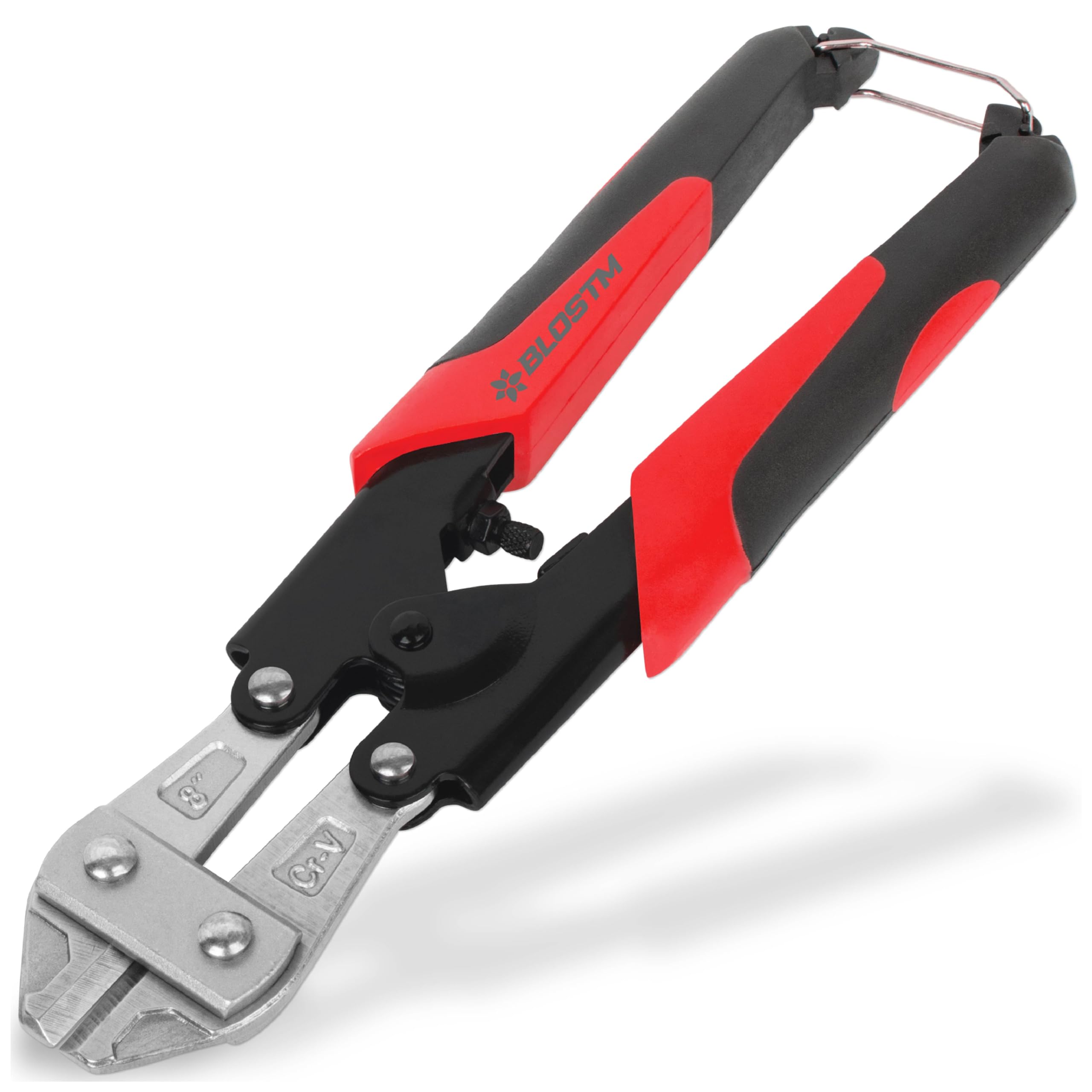 BLOSTM Mini Bolt Cutters 8" - Heavy Duty Wire Cutters Heat Treated Bolt Cutter for Maximum Durability, Chain Cutter with Ergonomic Rubber Grip Padlock Cutter, Fence Wire Cutters (Red)