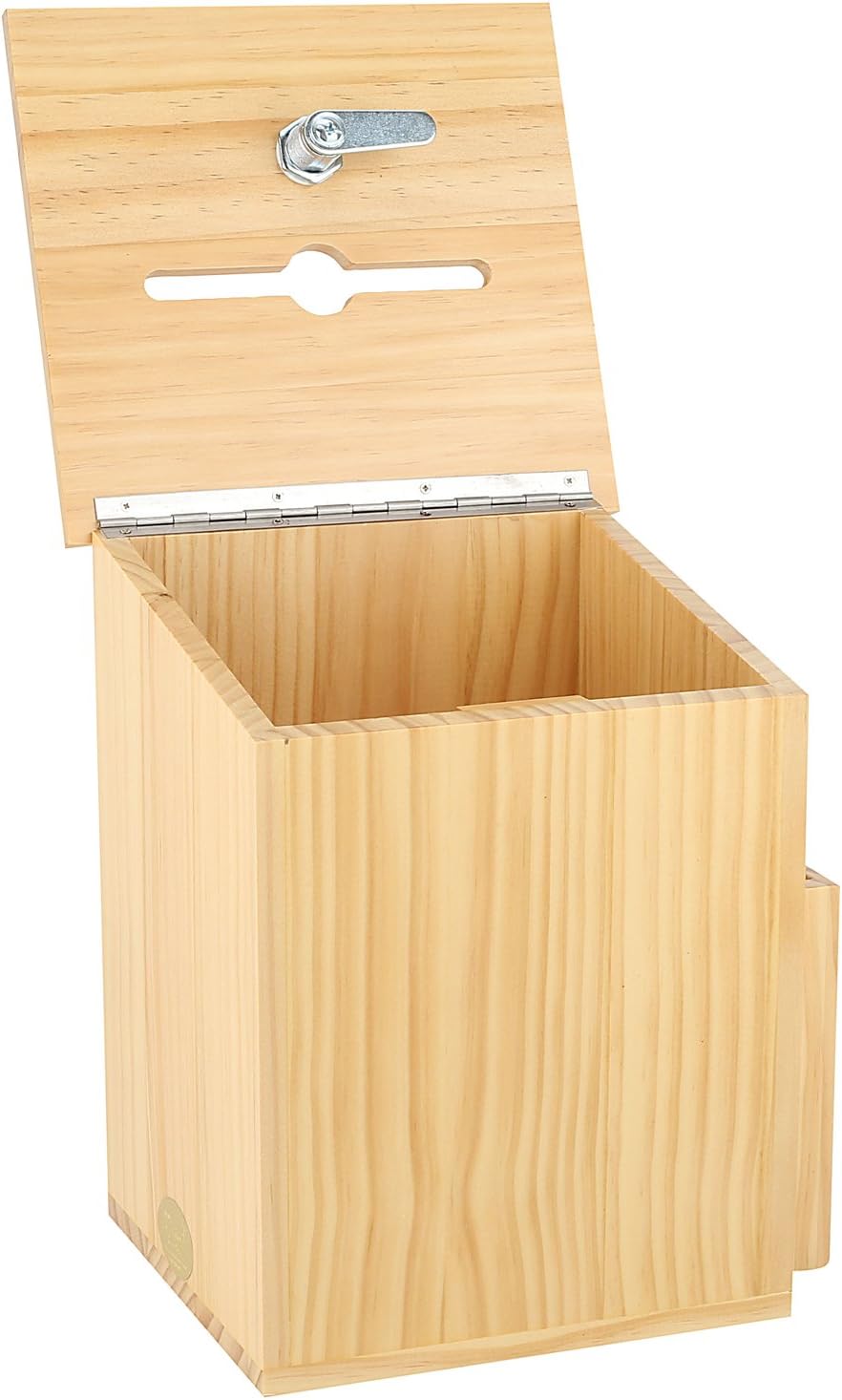 My Charity Boxes ~ Wood Suggestion Box ~ Ballot Box with Pocket ~ Locking Hinged Lid and Pen ~ for Countertop use ~ Natural Colour - Image 3