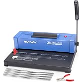 MAKEASY Spiral Binding Machine, 4:1 Pitch, 12 Sheets Punch Capacity, Electric Coil Insert, Book Binder Machine for A4/A5/Letter Size Paper, Comes with 100 pcs 5/16'' Coils &amp; Pliers