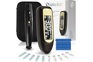 KETODOC KETO-DOC Advanced Blood Glucose Plus ß-Ketone Testing Kit, Slim Version, Ketosis and Diabetes Monitoring and Management, Ketone Meter, 10 Keto Test Strips, 10 Glucose Test Strips, 20 Lancets, Lancing Device