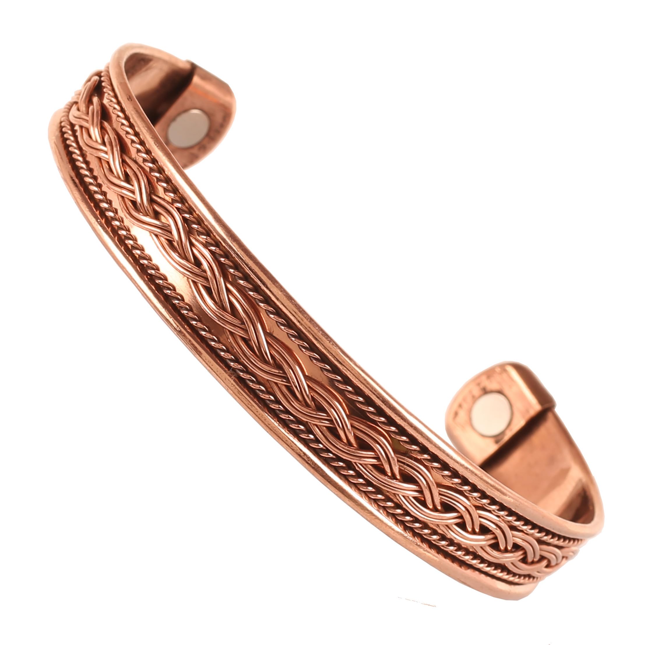 Touchstone Copper magnetic bracelet Tibetan style. Hand forged with solid and high gauge pure copper. Elegant braid pattern.