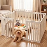 Dog Playpen Indoor with Door, 10-Panel 25.6" Tall Dog Play Pen, Easy-Assembly Plastic Puppy Playpen Fence for Dogs, Pet Playpen for Puppies, Cats &amp; Rabbits, Secure Indoor Dog Pen, Corral para Perros