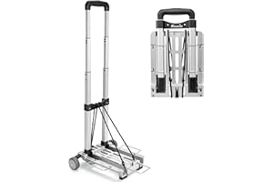KEDSUM Mini Luggage Cart with Wheels Foldable, Lightweight Trolley Cart with Wheels, Expandable Baseplate Foding Hand Truck, Backpack Portable Dolly for Airport, Travel and Moving, 100% Aluminum