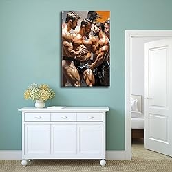 HMLZSJ Nude Muscle Male Torso Portrait Art Gay