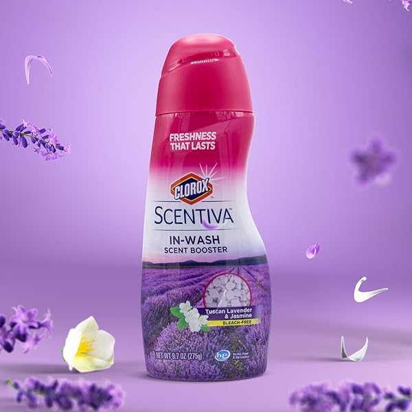 CLOROX SCENTIVA SCENT BOOSTER BEADS LAUNDRY FRESHENER, TUSCAN LAVENDER & JASMINE – IN-WASH FRAGRANCE BOOSTER FOR CLOTHES, ODOR ELIMINATOR, LONG-LASTING FRESH SCENT BEADS – 9.7 OUNCE