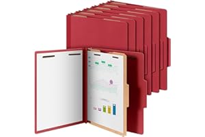 Skyygemm 12 Pcs Classification Folders Letter Size, 1 Divider Pressboard File Folder with Fasteners, Expanding File Organizer Bulk for Teachers, Clergy, Office, Church, Christmas Donations (Red)