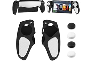 RHOTALL Silicone Non-Slip Grip Protective Case for PlayStation Portal,Soft Protection Skin Cover for PS Portal Remote Player, Anti fingerprint Handle Shell for PS5 Portal,4 Thumb Grips-black+white