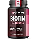 Biotin for Hair Growth Supplement | High Strength Biotin 10000mcg for Growth, Volume & Thickness Support | Hair Vitamins, Hea