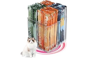 Lickable Cat Treats Organizer, Lazy susan Acrylic Squeeze Up Cat Food Storage Container, Essential storage for pet treats, We