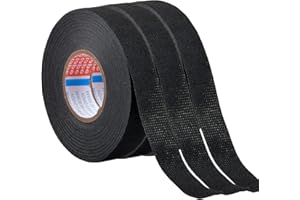 Wire Harness Cloth Electrical Tape, High-Temp Self-Adhesive Automotive Tape for Cable Wrapping and Wiring Looms (19mm x 15m) 