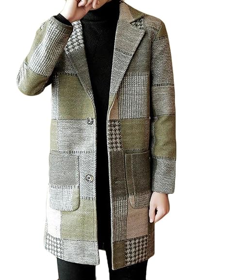 Amazon Piite チェスターコート メンズ 秋 冬 ラシャコート チェック