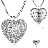 925 Sterling Silver Cremation Jewelry CZ Heart Teardrop Urn Necklace for Ashes Jewelry Gifts for Women