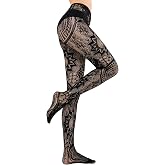 HONENNA Patterned Fishnets Tights Black Pantyhose Stockings for Women, 1-6 Pairs