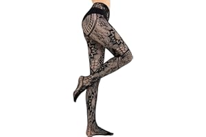HONENNA Patterned Fishnets Tights Black Pantyhose Stockings for Women, 1-6 Pairs
