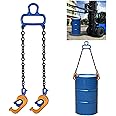 lukar Upgraded Chain Drum Lifter 55 Gallon Drum Lifter Clamp Drum Lifting Chain Barrel Lifting Clamp Forklift for Crane Hoist, 2204lbs Capacity/1 Ton