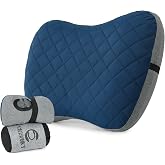 Crisonky Camping Pillow with Removable Cover, Ultralight Inflatable Pillow | Dual Air Valve, Washable Cover, Ergonomic Neck &