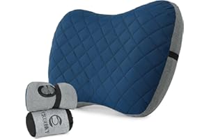Camping Pillow with Removable Cover- Inflatable Pillow - Travel Pillows for Backpacking & Airplane, Lumbar Support Blow Up Pi