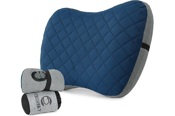 Camping Pillow with Removable Cover- Inflatable Pillow - Travel Pillows for Backpacking & Airplane, Lumbar Support Blow Up Pi