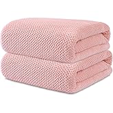 Wuwahold 2 Pack Bath Towel Set, Bigger Size Waffle Bath Towel Set, Super Soft Highly Absorbent, Sturdy Quick Drying Towels for Bathroom, Gym, SPA, Yoga (2 Piece 27" x 55", 2 LightPink)