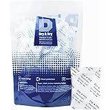 5 Gram Pack of 50 "Dry & Dry" Premium Pure & Safe Silica Gel Packets Desiccant Dehumidifiers - Rechargeable Paper(FDA Compliant)