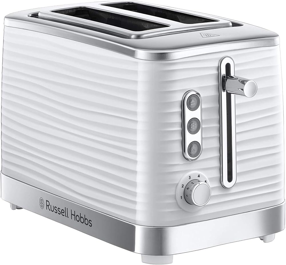Russell Hobbs Inspire 2 Slice Toaster Extra Wide Slots 6 Browning 1050W White