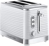 Russell Hobbs Inspire 2 Slice Toaster Extra Wide Slots 6 Browning 1050W White