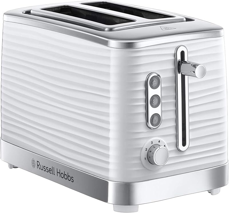 Russell Hobbs Inspire 2 Slice Toaster Extra Wide Slots 6 Browning 1050W White