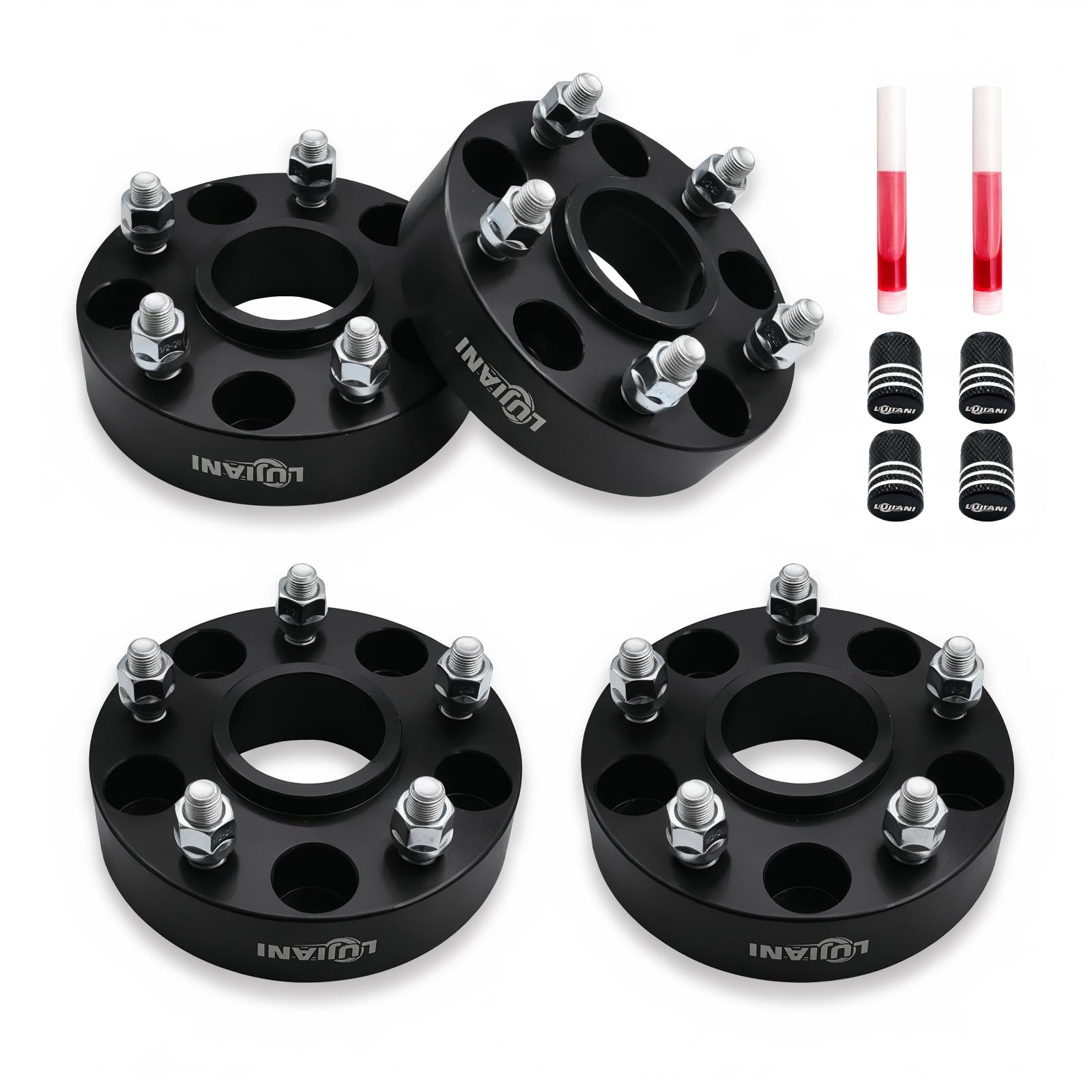 Photo 1 of LUJIANI 4 Pack 5x127mm Wheel Spacers for 2007-2017 Wrangler 1999-2010 Grand Cherokee, 1.5" Forged Hubcentric Tire Spacer, 1/2" x20 Thread Studs & 71.5mm Centric Bore, 5x5 Hub Centric Wheel Adapters