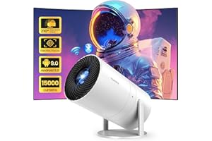 YOWHICK [Electric Focus & Built-in Apps ] Mini Projector with Wifi6 and Bluetooth, 15000L Native 1080P Outdoor Portable Movie Projector, 210° Rotation 4k Support for iPhone/Android/ TV Stick/HDMI/Laptop