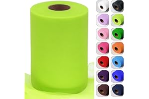 LUCEINVITA Fluorescent Green Tulle Fabric Roll 6 Inch by 100 Yards (300 feet) Sheer Netting Spool for Halloween Decoration Tutu Skirt Gift Wrapping Wedding Baby Shower Party DIY Crafts