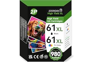 OEGGOINK 61XL Ink Cartridges Black and Color for HP Ink 61 Replacement for HP 61 Ink Cartridge Combo Pack Fit for Envy 4500 5530 4502 5535 OfficeJet 4630 4610 2620 DeskJet 1000 2540 1010 1512 Printer (2 Pack)