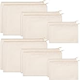 Frienda 12 Pieces Canvas Cosmetic Bag Multipurpose Cosmetic Pouch Zipper Makeup Bags Blank Make Up Purse for Women Travel Organize Storage, Multi Sizes