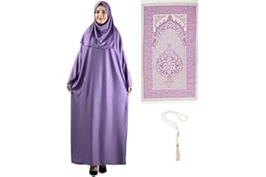 Prien Women Prayer Dress With Hijab Rug Tasbih Muslim Set Islamic Clothes Abaya Jilbab Dubai Kaftan For Eid Ramadan