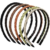 WOVOWOVO 6 Packs Braided Headbands for Women Girls, 1cm Thin Flexible Headband with Teeth Comb, Non Slip Fashion Head Band Hairbands Hair Accessories