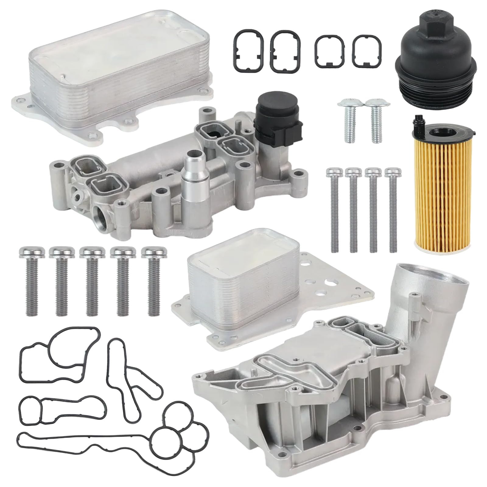 Photo 1 of YINAVAGAD 11428507697 Upgraded Full Aluminum Engine Oil Cooler Filter Housing Assembly for BMW 328D 535D xDrive 740LD X3 X5 xDrive30d 2.0L 3.0L L4 L6 2014 2015 2016 2017 2018