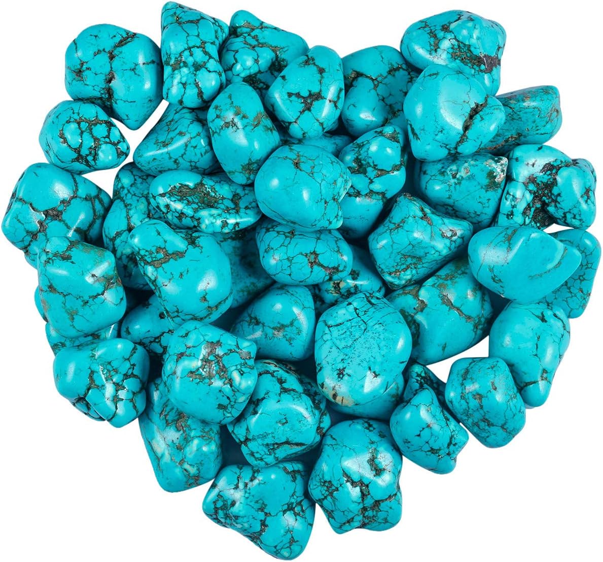 Indoor Fountains & Accessories - Rockcloud 1/2 Ib Green Howlite Turquoise Irregular Tumbled Polished Stones for Wicca, Reiki and Energy Healing Crystal Home Decoration