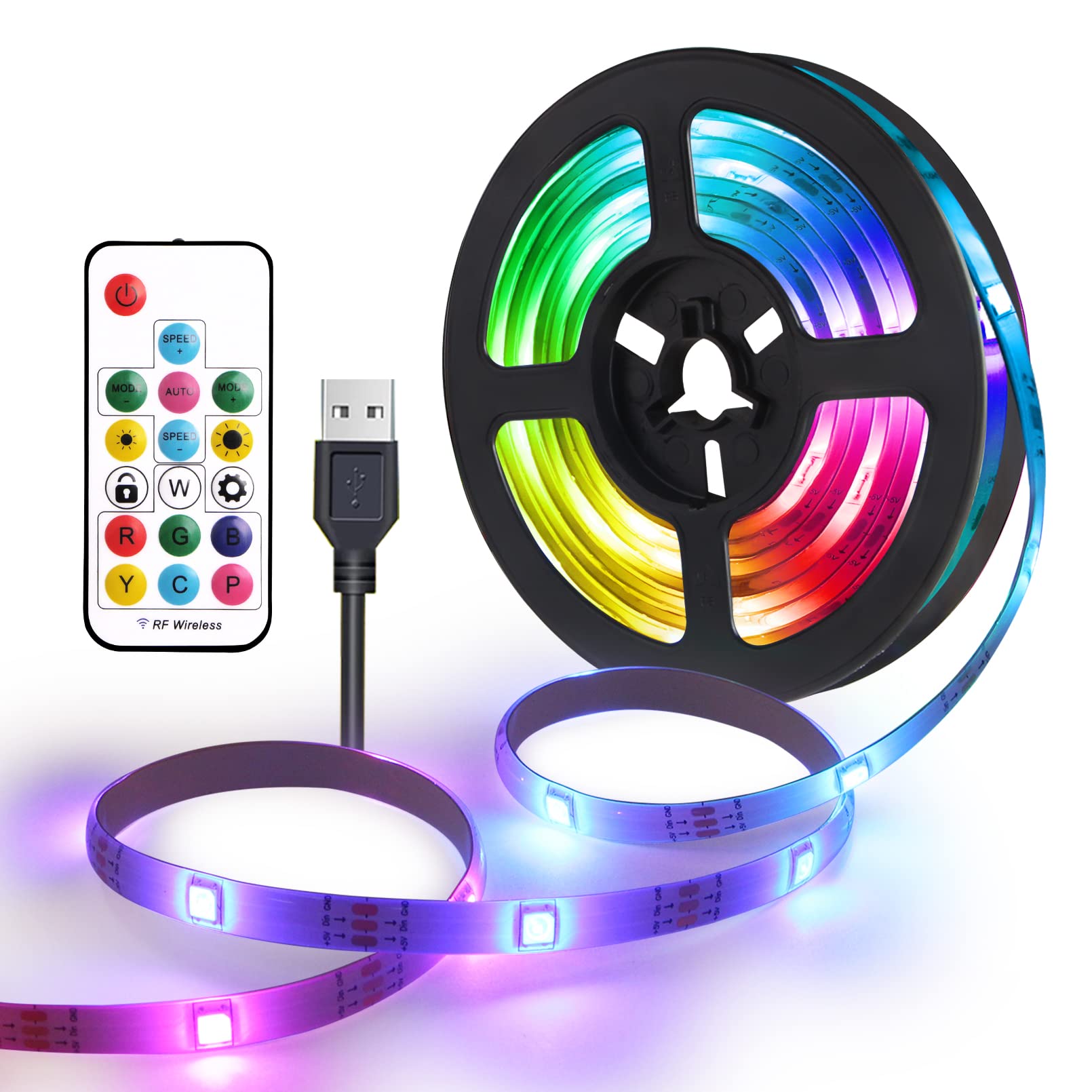 Photo 1 of LMAVAG USB LED Light Strip 6.56ft Waterproof RGB USB Powered with Remote Control Color Changing TV Backlights Multicolor Flexible LED Light for Home Decor TV PC Mirror