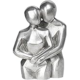 Guichifun Modern Home Decor Lover Statues - Romantic Abstract Hug Couple Statues Silver Resin Collectible Figurines Anniversary Wedding Gift for Livingroom Office Shelf Décor 7.25 x 4.25 x 10.5 Inch