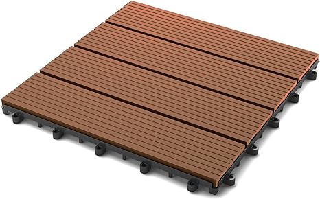 Sam Terrassen Fliese Wpc Kunststoff Einzelfliese Farbe Teak Garten Balkon Bodenbelag Mit Drainage Klick Fliese Amazon De Baumarkt