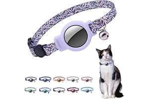 TILANMIY Airtag Cat Collar Breakaway, Reflective Collars with Apple Air Tag GPS Holder and Bell for Kittens and Puppies（Length：7.87” - 11.81”）