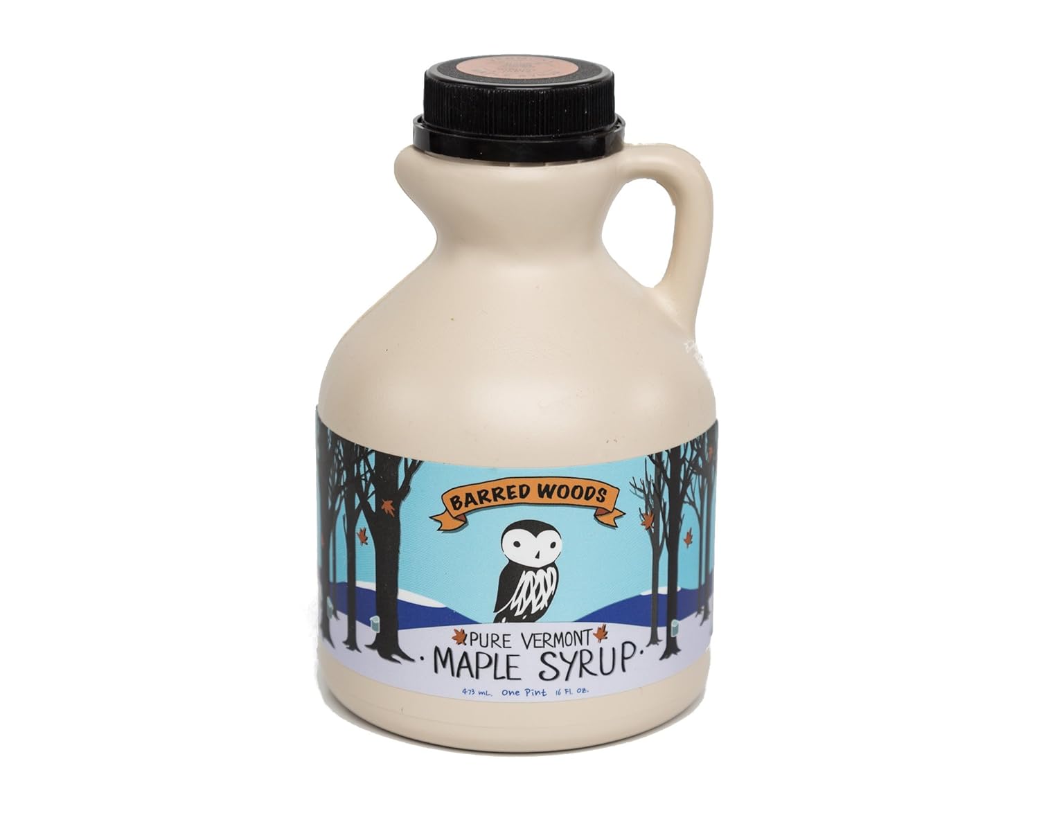 Pure Vermont Maple Syrup - One Pint Jug (16 oz) - Grade A Amber Rich - Barred Woods Maple