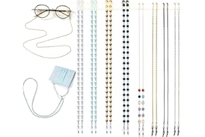 Damanse Eyeglass Chain,8 Pcs Beaded Eye Glasses Strap Holders around Neck For Women