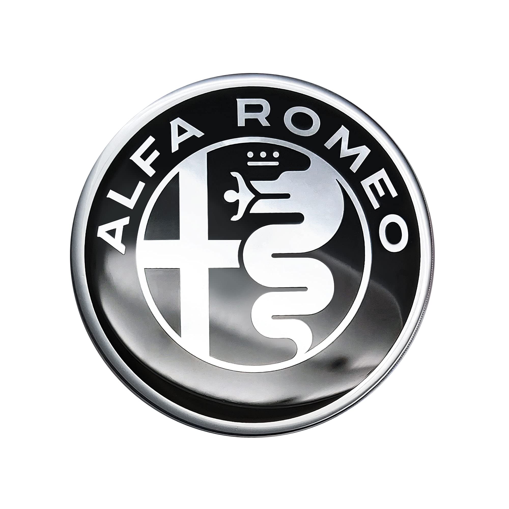 4R Quattroerre.it 3D Sticker Alfa Romeo Logo, Black and White, 75 mm