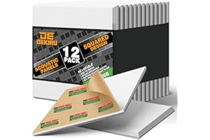 DEKIRU 12 PACK Acoustic Panels, White Sound Proof Foam Panels Self-Adhesive, High Density Sound Proof Panels For Walls, Door Soundproofing, Wall Panels For Interior Wall Decor, Home and Studio