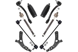 TRQ Front Steering & Suspension Kit Control Arm with Ball Joint Steering Rack & Pinion Bellow Sway Bar Stabilizer Link Tie Rod Compatible with 2014-2018 Kia Soul 2015-2018 Soul EV