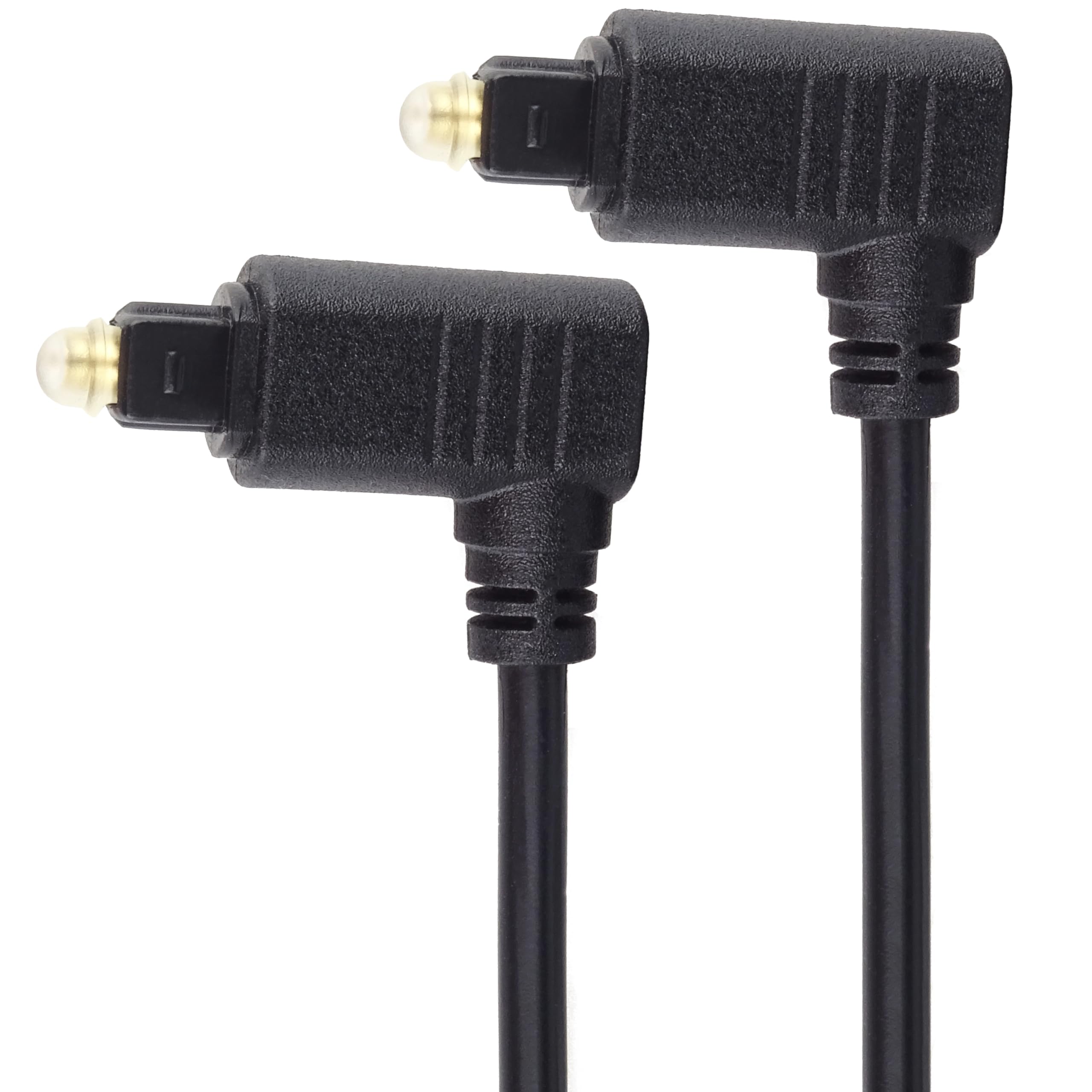 PremiumCord Toslink optical audio cable angled - 1m, Toslink plug 90° to plug 90°, digital cable for stereo system HiFi Sounbar TV, HQ audio, gold-plated, color black