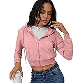Women's Zip Up Hoodies Cropped Cardigan Jacket Drawstring Hooded Sweatshirts Casual Long Sleeve Top…