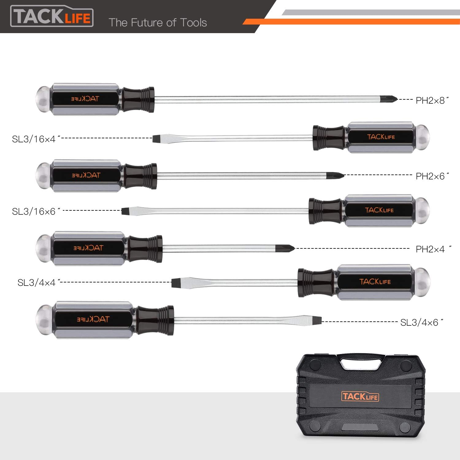 TACKLIFE Screwdriver Set,18pcs Magnetic Slotted/Phillips Screwdrivers and Acetate Hard Grip Handle Screwdriver with Case-HSS7A: Home Improvement