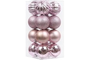 OAIRSE 3.15" Big Christmas Ornaments Balls Shatterproof Pink Christmas Ornaments 16 Pcs Pink Ornaments for Christmas Tree Holiday Wedding Party Decoration